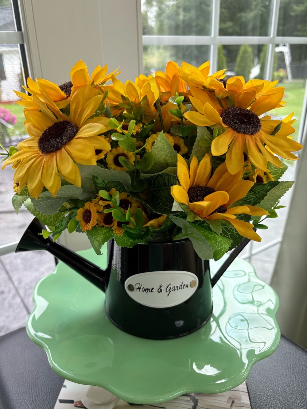 Yellow Sunflower Watering Can Floral Arrangement